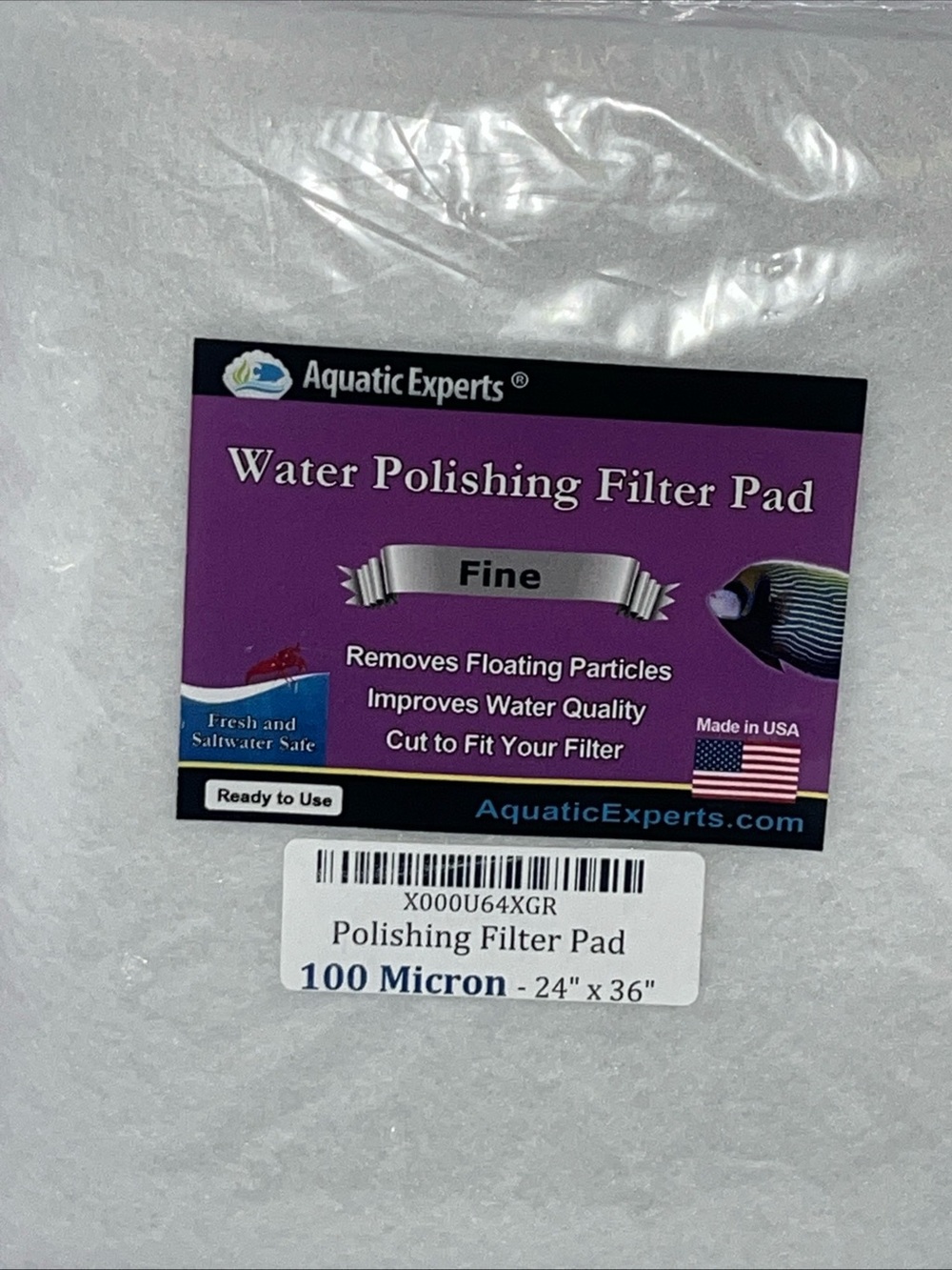 Efficient 100 Micron Polishing Pad for Aquariums - 24x36 Cut-to-Fit Convenience